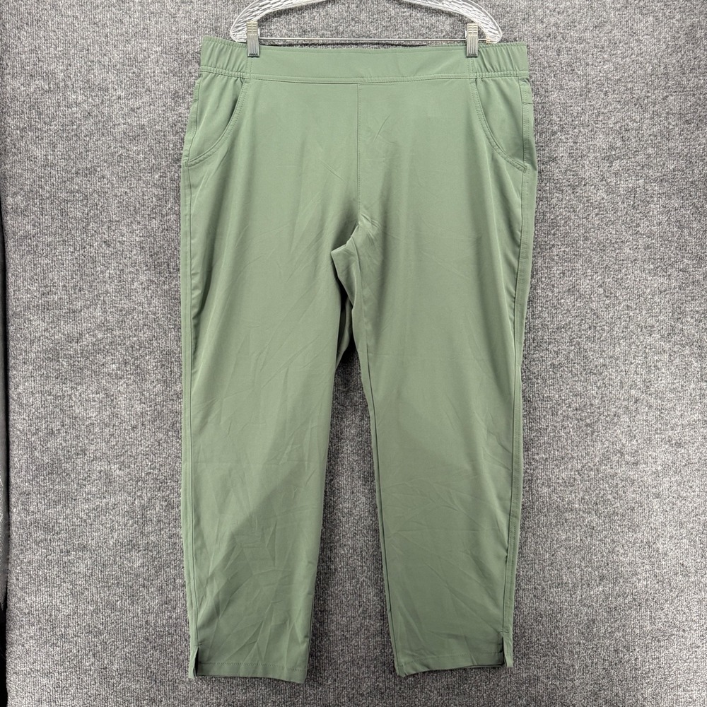 Eddie Bauer Pants Womens XL Green Pull On Straight Cropped Traveler Outdoor